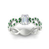 Load image into Gallery viewer, infinity-emerald-cut-twist-diamond-engagement-ring-with-emerald-in-white-gold-FD11157EMRGEMGRANGLE3-NL-WG