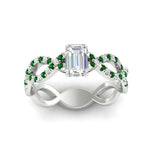 Load image into Gallery viewer, infinity-emerald-cut-twist-diamond-engagement-ring-with-emerald-in-white-gold-FD11157EMRGEMGRANGLE3-NL-WG
