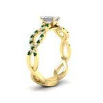 Load image into Gallery viewer, infinity-emerald-cut-twist-diamond-engagement-ring-with-emerald-in-yellow-gold-FD11157EMRGEMGRANGLE3-NL-YG
