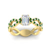 Load image into Gallery viewer, infinity-emerald-cut-twist-diamond-engagement-ring-with-emerald-in-yellow-gold-FD11157EMRGEMGRANGLE3-NL-YG