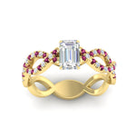 Load image into Gallery viewer, infinity-emerald-cut-twist-diamond-engagement-ring-with-pink-sapphire-in-yellow-gold-FD11157EMRGSADRPIANGLE3-NL-YG
