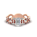 Load image into Gallery viewer, infinity-emerald-cut-twist-diamond-engagement-ring-with-ruby-in-rose-gold-FD11157EMRGRUDRANGLE3-NL-RG
