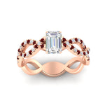Load image into Gallery viewer, infinity-emerald-cut-twist-diamond-engagement-ring-with-ruby-in-rose-gold-FD11157EMRGRUDRANGLE3-NL-RG

