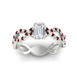 Load image into Gallery viewer, infinity-emerald-cut-twist-diamond-engagement-ring-with-ruby-in-white-gold-FD11157EMRGRUDRANGLE3-NL-WG
