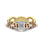 Load image into Gallery viewer, infinity-emerald-cut-twist-diamond-engagement-ring-with-ruby-in-yellow-gold-FD11157EMRGRUDRANGLE3-NL-YG
