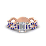 Load image into Gallery viewer, infinity-emerald-cut-twist-diamond-engagement-ring-with-sapphire-in-rose-gold-FD11157EMRGSABLANGLE3-NL-RG
