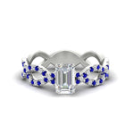 Load image into Gallery viewer, infinity-emerald-cut-twist-diamond-engagement-ring-with-sapphire-in-white-gold-FD11157EMRGSABLANGLE3-NL-WG
