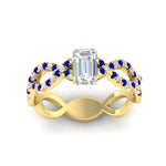 Load image into Gallery viewer, infinity-emerald-cut-twist-diamond-engagement-ring-with-sapphire-in-yellow-gold-FD11157EMRGSABLANGLE3-NL-YG

