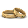Load image into Gallery viewer, infinity-engraved-his-and-her-emerald-matching-bands-in-yellow-gold-FD9352BGEMGR-NL-YG.jpg
