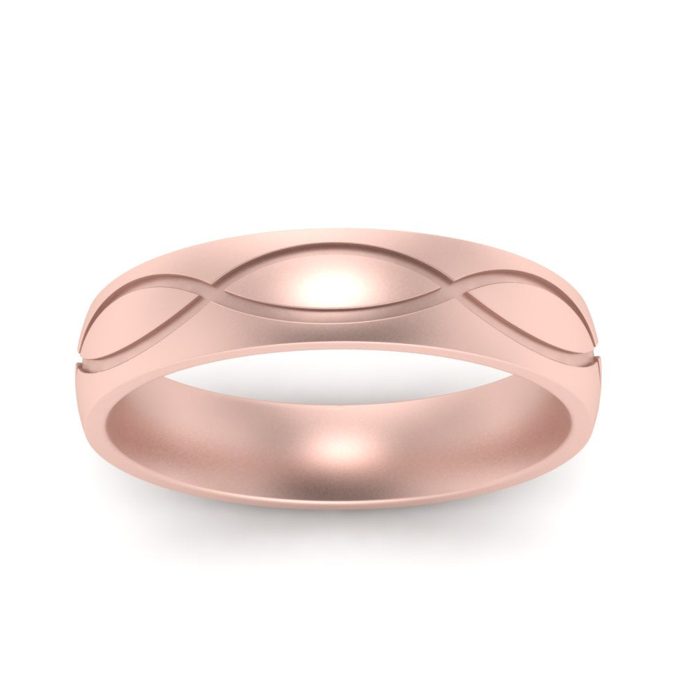 Infinity Grooved Mens Gold Ring