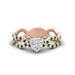 Load image into Gallery viewer, infinity-heart-shaped-twist-diamond-engagement-ring-with-emerald-in-rose-gold-FD11157HTRGEMGRANGLE3-NL-RG