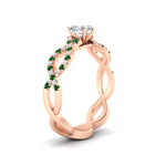 Load image into Gallery viewer, infinity-heart-shaped-twist-diamond-engagement-ring-with-emerald-in-rose-gold-FD11157HTRGEMGRANGLE3-NL-RG