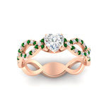 Load image into Gallery viewer, infinity-heart-shaped-twist-diamond-engagement-ring-with-emerald-in-rose-gold-FD11157HTRGEMGRANGLE3-NL-RG