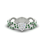 Load image into Gallery viewer, infinity-heart-shaped-twist-diamond-engagement-ring-with-emerald-in-white-gold-FD11157HTRGEMGRANGLE3-NL-WG
