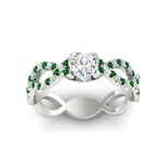 Load image into Gallery viewer, infinity-heart-shaped-twist-diamond-engagement-ring-with-emerald-in-white-gold-FD11157HTRGEMGRANGLE3-NL-WG