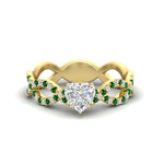Load image into Gallery viewer, infinity-heart-shaped-twist-diamond-engagement-ring-with-emerald-in-yellow-gold-FD11157HTRGEMGRANGLE3-NL-YG