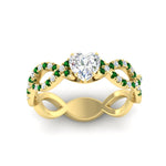 Load image into Gallery viewer, infinity-heart-shaped-twist-diamond-engagement-ring-with-emerald-in-yellow-gold-FD11157HTRGEMGRANGLE3-NL-YG