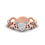 Load image into Gallery viewer, infinity-heart-shaped-twist-diamond-engagement-ring-with-ruby-in-rose-gold-FD11157HTRGRUDRANGLE3-NL-RG