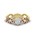 Load image into Gallery viewer, infinity-heart-shaped-twist-diamond-engagement-ring-with-ruby-in-yellow-gold-FD11157HTRGRUDRANGLE3-NL-YG
