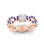 Load image into Gallery viewer, infinity-heart-shaped-twist-diamond-engagement-ring-with-sapphire-in-rose-gold-FD11157HTRGSABLANGLE3-NL-RG
