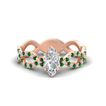 Load image into Gallery viewer, infinity-marquise-cut-twist-diamond-engagement-ring-with-emerald-in-rose-gold-FD11157MQRGEMGRANGLE3-NL-RG
