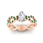 Load image into Gallery viewer, infinity-marquise-cut-twist-diamond-engagement-ring-with-emerald-in-rose-gold-FD11157MQRGEMGRANGLE3-NL-RG
