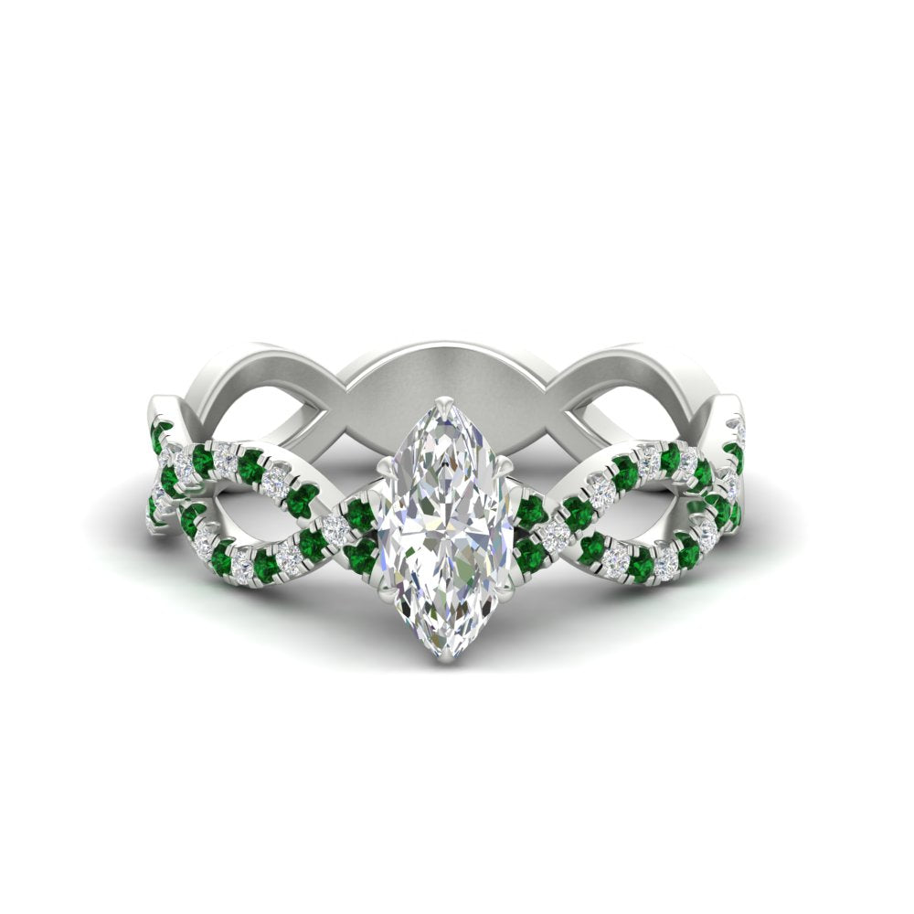 infinity-marquise-cut-twist-diamond-engagement-ring-with-emerald-in-white-gold-FD11157MQRGEMGRANGLE3-NL-WG