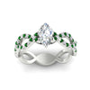 Load image into Gallery viewer, infinity-marquise-cut-twist-diamond-engagement-ring-with-emerald-in-white-gold-FD11157MQRGEMGRANGLE3-NL-WG