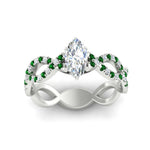 Load image into Gallery viewer, infinity-marquise-cut-twist-diamond-engagement-ring-with-emerald-in-white-gold-FD11157MQRGEMGRANGLE3-NL-WG
