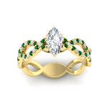 Load image into Gallery viewer, infinity-marquise-cut-twist-diamond-engagement-ring-with-emerald-in-yellow-gold-FD11157MQRGEMGRANGLE3-NL-YG
