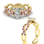 Load image into Gallery viewer, infinity-marquise-cut-twist-diamond-engagement-ring-with-pink-sapphire-in-yellow-gold-FD11157MQRGSADRPIANGLE3-NL-YG
