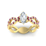Load image into Gallery viewer, infinity-marquise-cut-twist-diamond-engagement-ring-with-pink-sapphire-in-yellow-gold-FD11157MQRGSADRPIANGLE3-NL-YG
