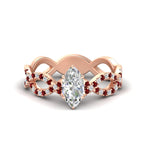 Load image into Gallery viewer, infinity-marquise-cut-twist-diamond-engagement-ring-with-ruby-in-rose-gold-FD11157MQRGRUDRANGLE3-NL-RG

