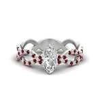 Load image into Gallery viewer, infinity-marquise-cut-twist-diamond-engagement-ring-with-ruby-in-white-gold-FD11157MQRGRUDRANGLE3-NL-WG
