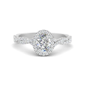 Vine Inspired Oval Lab Grown Halo Engagement Ring