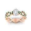 Load image into Gallery viewer, infinity-oval-shaped-twist-diamond-engagement-ring-with-emerald-in-rose-gold-FD11157OVRGEMGRANGLE3-NL-RG