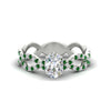 Load image into Gallery viewer, infinity-oval-shaped-twist-diamond-engagement-ring-with-emerald-in-white-gold-FD11157OVRGEMGRANGLE3-NL-WG