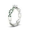 Load image into Gallery viewer, infinity-oval-shaped-twist-diamond-engagement-ring-with-emerald-in-white-gold-FD11157OVRGEMGRANGLE3-NL-WG