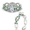 Load image into Gallery viewer, infinity-oval-shaped-twist-diamond-engagement-ring-with-emerald-in-white-gold-FD11157OVRGEMGRANGLE3-NL-WG