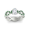 Load image into Gallery viewer, infinity-oval-shaped-twist-diamond-engagement-ring-with-emerald-in-white-gold-FD11157OVRGEMGRANGLE3-NL-WG