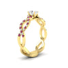 Load image into Gallery viewer, infinity-oval-shaped-twist-diamond-engagement-ring-with-pink-sapphire-in-yellow-gold-FD11157OVRGSADRPIANGLE3-NL-YG