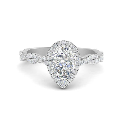 Pear Shaped Classic Vine Halo Diamond Ring
