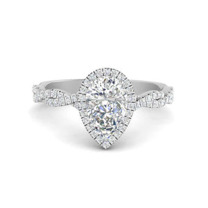Pear Shaped Classic Vine Halo Diamond Ring