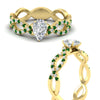 Load image into Gallery viewer, infinity-pear-shaped-twist-diamond-engagement-ring-with-emerald-in-yellow-gold-FD11157PERGEMGRANGLE3-NL-YG