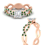 Load image into Gallery viewer, infinity-princess-cut-twist-diamond-engagement-ring-with-emerald-in-rose-gold-FD11157PRRGEMGRANGLE3-NL-RG
