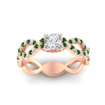 Load image into Gallery viewer, infinity-princess-cut-twist-diamond-engagement-ring-with-emerald-in-rose-gold-FD11157PRRGEMGRANGLE3-NL-RG
