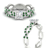 Load image into Gallery viewer, infinity-princess-cut-twist-diamond-engagement-ring-with-emerald-in-white-gold-FD11157PRRGEMGRANGLE3-NL-WG