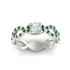 Load image into Gallery viewer, infinity-princess-cut-twist-diamond-engagement-ring-with-emerald-in-white-gold-FD11157PRRGEMGRANGLE3-NL-WG