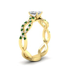 Load image into Gallery viewer, infinity-princess-cut-twist-diamond-engagement-ring-with-emerald-in-yellow-gold-FD11157PRRGEMGRANGLE3-NL-YG
