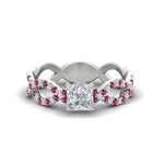 Load image into Gallery viewer, infinity-princess-cut-twist-diamond-engagement-ring-with-pink-sapphire-in-white-gold-FD11157PRRGSADRPIANGLE3-NL-WG
